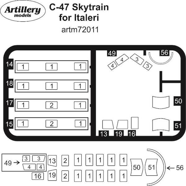 C47 Dakota/Skytrain Masking set (Italeri) ARTM72011