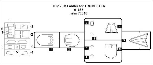 Tupolev Tu128M Fiddler Masking set (Trumpeter)  ARTM72018
