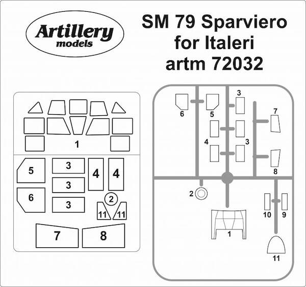 SM 79 Sparviero Masking set (Heller/Smer)  ARTM72032