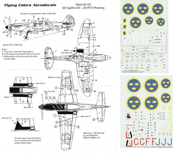 J26 (P51D) Mustang , S31 Spitfire (PRXIX)  48-102