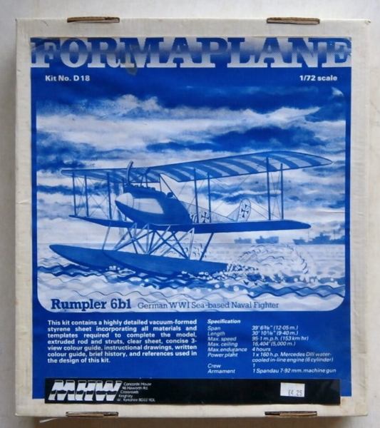 Rumpler 6b1, German WWII Seaplane based naval Fighter  D18