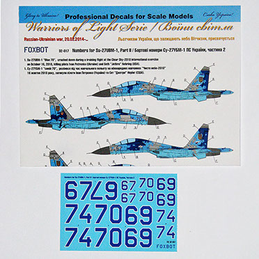 Sukhoi Su27UBM-1 Ukrainian AF Digital Bortnumbers Part 2 FOX32-017