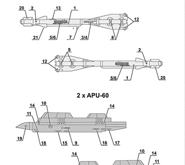 Stencils for Missile R-60M (AA-8 Aphid) & APU-60  FOX32-023