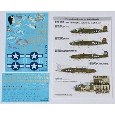 B25C/D Mitchell Pin Up Nose art part 1 plus stencils FOX48-039