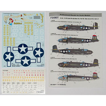 B25G/J Mitchell - Late- Pin Up Nose art part 3 Plus Stencils  FOX48-043