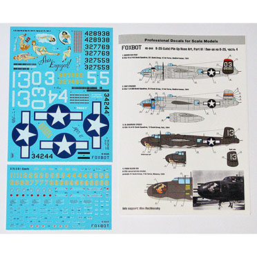 B25J/G Mitchell Pin Up Nose art part IV plus stencils  FOX48-044