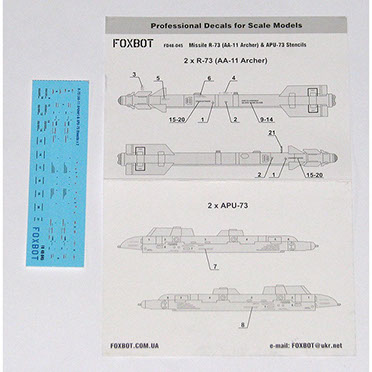 R73 (AA-11 Archer) Missile and APU73 Stencils for 2 combo's  FOX48-045