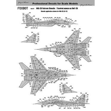 Stencils for Mioyan MiG29 Fulcrum FOX48-077