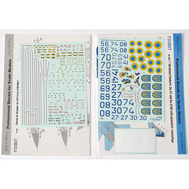 Ukrainian Flankers, Sukhoi Su27 and Su27UB with Geometric Camouflage and stencils 48-093  FOX48-095T