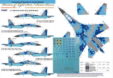 Sukhoi Su27S, Su27UB Ukrainian AF Digital camouflage markings  FOX72-004