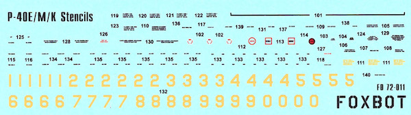 Curtiss P40E/M/K Stencils FOX72-011