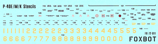 Curtiss P40E/M/K Stencils  FOX72-011