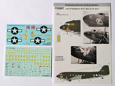 Douglas C47/DC3 Nose art part 4 plus stencils FOX72-020