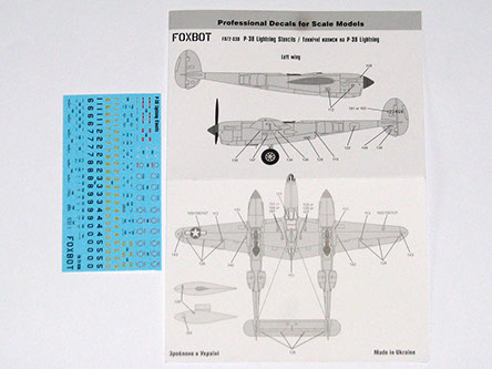 Lockheed P38 Lightning Stencils FOX72-030
