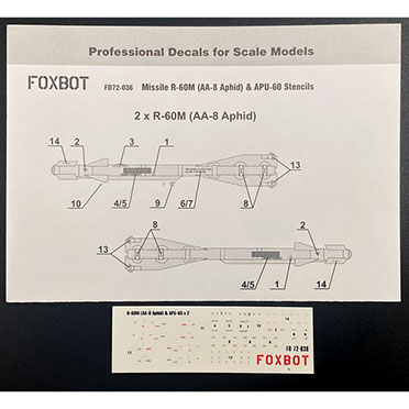 R60M (AA-8 Aphid) & APU-60 Stencils  FOX72-036