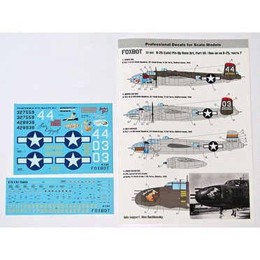 B25G/J Mitchell Pin Up Nose art part 7 plus stencils FOX72-041