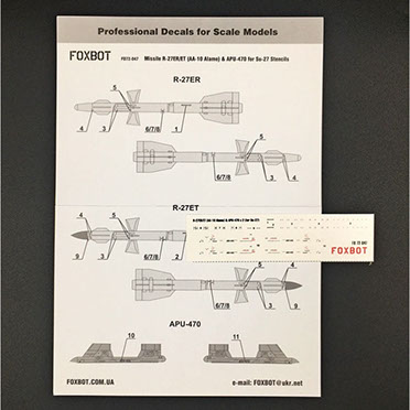 R27ER/ET (AA-10 Alamo) & APU-470 for Su27 Stencils  FOX72-047