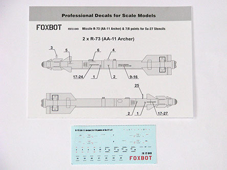 R73 (AA-11 Archer) & 7/8 points for Su27 Stencils  FOX72-049