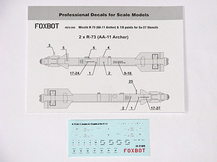 R73 (AA-11 Archer) & 7/8 points for Su27 Stencils FOX72-049