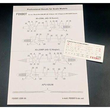 Stencils for Missile Kh-25ML/MP (AS10 Karen / AS12 Kegler) & APU-68UM  FOX72-063