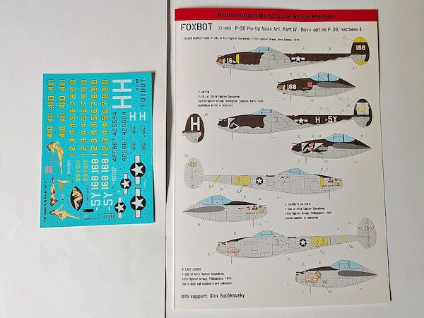 Lockheed P38 Lightning Pin Up Nose art part 4 Without Stencils  FOX72-069A