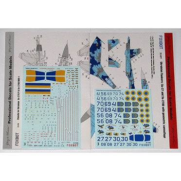 Ukrainian Flankers, Sukhoi Su27 and Su27UB with Geometric Camouflage and stencils  FOX72-077T