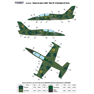 Aero L39 Albatross "Blue 79" Ukrainian AF  Pixel camouflage Masks  FOXM48-015