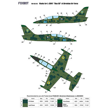 Aero L39 Albatross "Blue 80" Ukrainian AF  Clover camouflage Masks  FOXM48-016