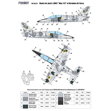 Aero L39 Albatross "Blue 112" Ukrainian AF  Grey Pixel camouflage Masks  FOXM72-017