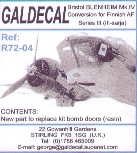 Blenheim MKIV Bomb Bay Conversion MK3 (Finnish AF)  r72-04
