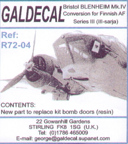 Blenheim MKIV Bomb Bay Conversion MK3 (Finnish AF) r72-04