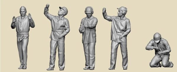 1970-1980 Uniformed Flygvapnet Ground Crew with Officer (5 Figures)  GEC48040