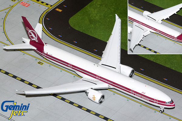 Boeing 777-300ER Qatar Airways A7-BAC 25th Anniversary retro livery flaps down G2QTR1145F