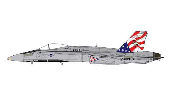 F/A 18C Hornet U.S. Marine Corps 165214/DR-214 VMFA-312, U.S. flag design on tail  GAUSM10005