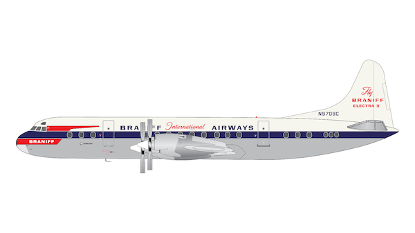 Lockheed L-188 Electra Braniff International N9709C El Dorado livery; polished belly GJBNF2090
