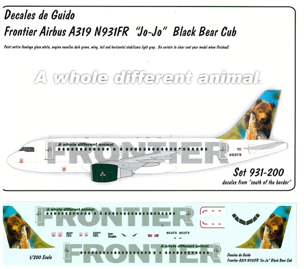 Airbus A319 (Frontier N931FR Jo-Jo Black Bear Cub) GUIDO 931-200