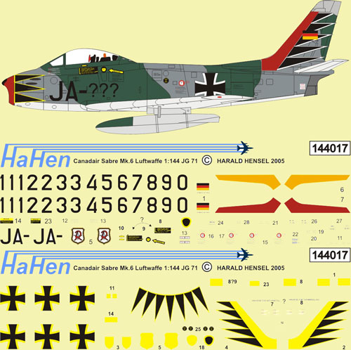 Canadair F86 Sabre MK6 (Luftwaffe JG71) HH144017