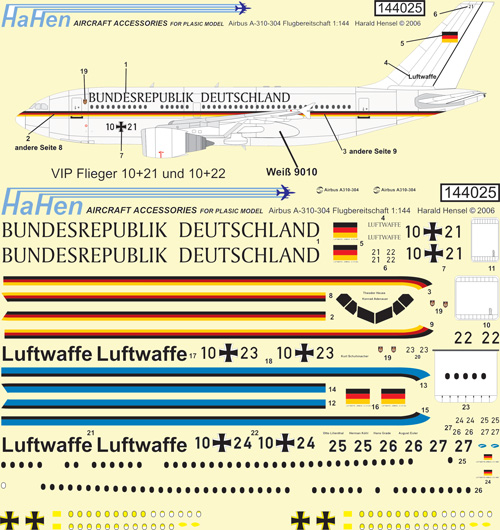 Airbus A310 (Luftwaffe Luftbereitschaft) HH144025