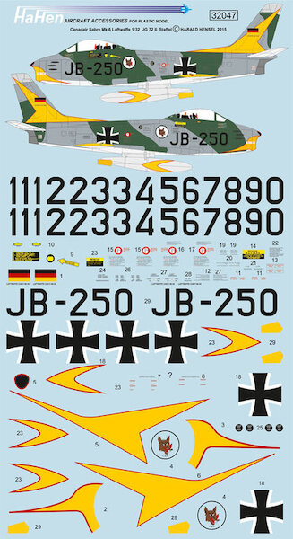Canadair F86 Sabre MK6 (Luftwaffe JG72 2. Staffel)  HH32047