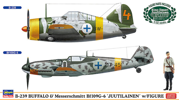 B239 Buffalo and Messerschmitt BF109G-6 "Juutilainen"with figure of Eino Juutilainen included  2402439