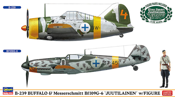 B239 Buffalo and Messerschmitt BF109G-6 "Juutilainen"with figure of Eino Juutilainen included 2402439