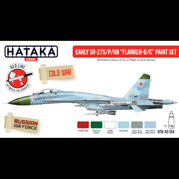 Early Sukhoi Su27S/P/UB Flanker B/C Paint set (6 colours) HTK-AS104