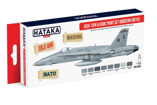 USAF, USN and USMC Paint set (Modern Greys) (8 colours) HTK-AS44