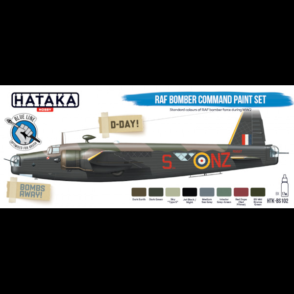 RAF Bomber Command paint set (8 colours) Optimised for Brushpainting  HTK-BS102