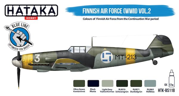 Finnish Air Force (WWII) Vol. 2 (6 colours) Optimised for Brushpainting  HTK-BS118