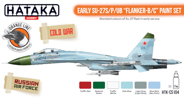 Early Sukhoi Su27S/P/UB Flanker B/C Paint set (6 colours) HTK-CS104