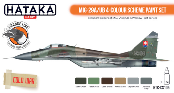 MiG29A/UB Fulcrum 4 colour paint set Vo.2 (6 colours)  HTK-CS105