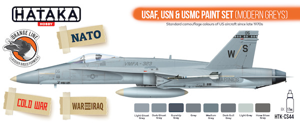 USAF US Navy and US Marine Corps Paint Set (Modern Greys) (8 Colours) HTK-CS44