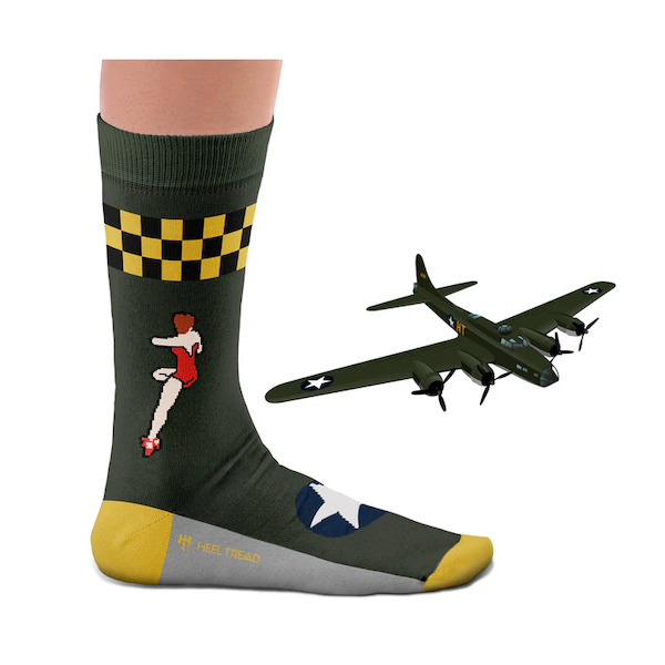 Pair of war machine socks: USAF B-17 Flying Fortress Memphis Belle SOCK B17