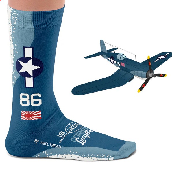 Pair of war machine socks: USAF F4U-1 Corsair Lucybelle  SOCK LUCY